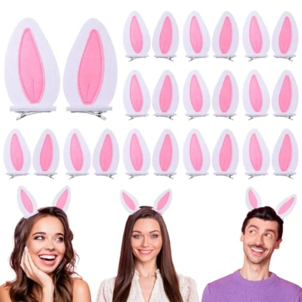 24 Pcs Bunny Ears Hair Clips 4.7In Costume Accessories Party Favors